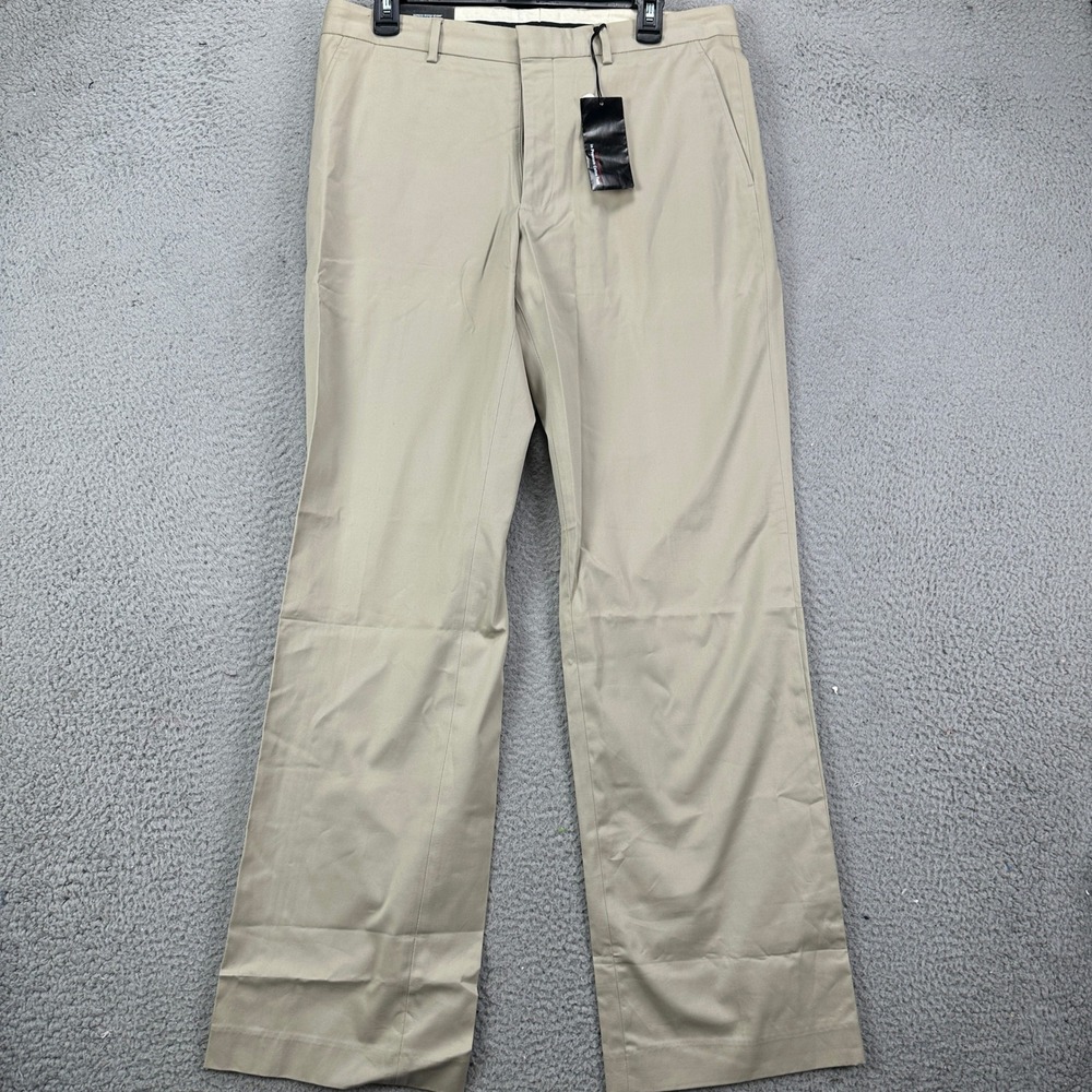 Express Design Studio Produce Pants Dress Chino 33X32 Tan Flat Front Stretch NEW